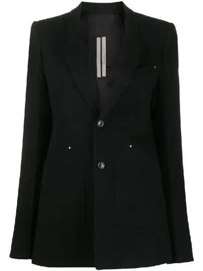 Rick Owens Fitted Button Down Blazer In Black