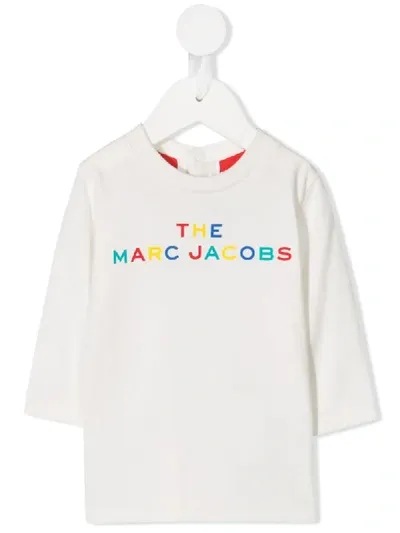 Little Marc Jacobs Babies' Logo-print Crew Neck Top In White