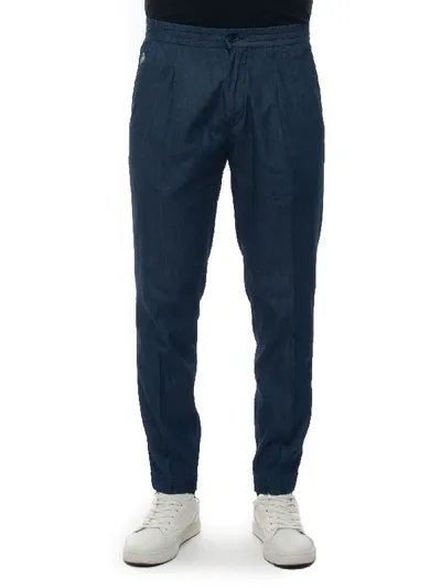 Luigi Borrelli Filangieri Trousers With Lace Tie Dark Denim Cotton Man