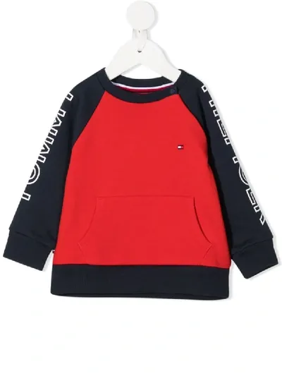 Tommy Hilfiger Junior Babies' Colour-block Long-sleeved Top In Red