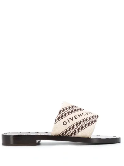 Givenchy Logo-print Studded Sandals In Neutrals