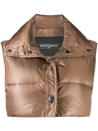 Simonetta Ravizza Cropped Padded Gilet In Brown