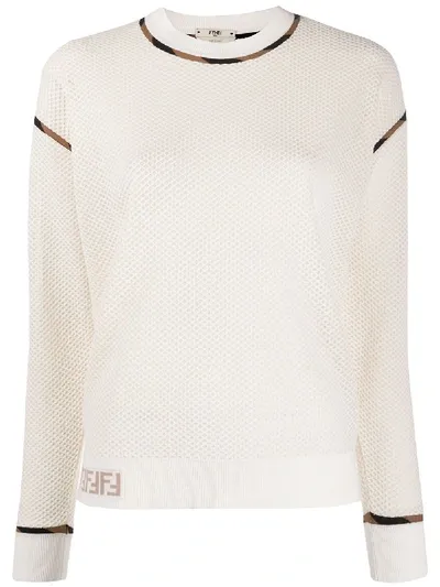 Fendi Ff Mesh Knitted Top In White