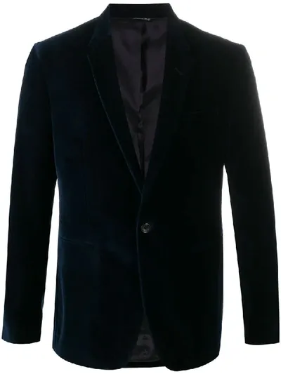 Reveres 1949 Velvet Single-breasted Blazer In Blue