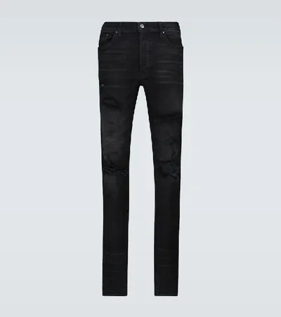 Amiri Ripped-detailing Skinny Jeans In Black