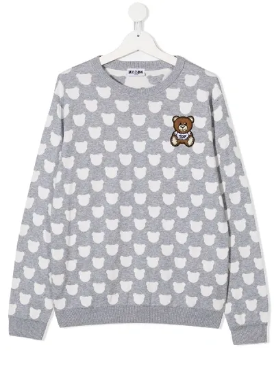 Moschino Kids' Sweatshirt Mit Teddy-print In Grey