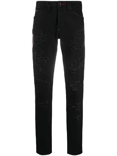 Philipp Plein Super Straight Skull Jeans In Black