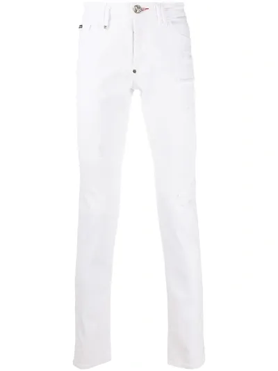 Philipp Plein Teddy Bear Jeans In White