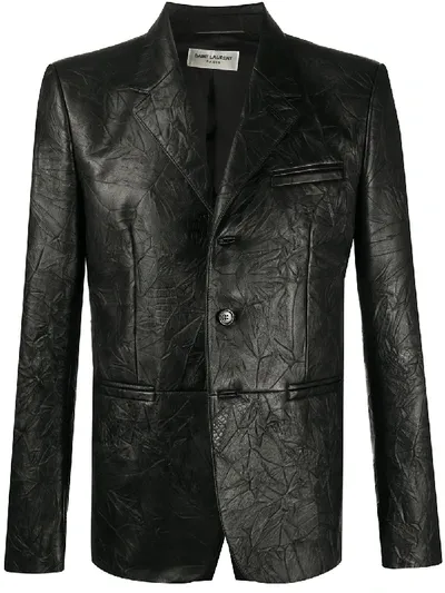 Saint Laurent Lambskin Single-breasted Blazer In Black