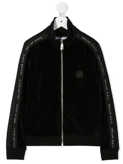 Philipp Plein Junior Kids' Long-sleeved Bomber Jacket In Black