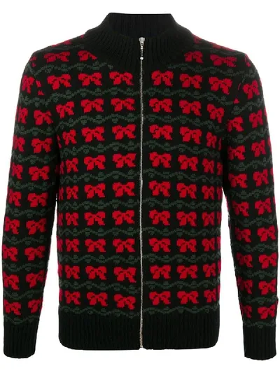 Ernest W Baker Festive-pattern Zip-up Cardigan In Black