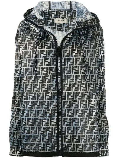 Fendi Cloudy Sky Hooded Jacket In Blue