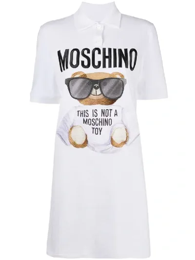 Moschino Teddy-bear Print T-shirt Dress In White