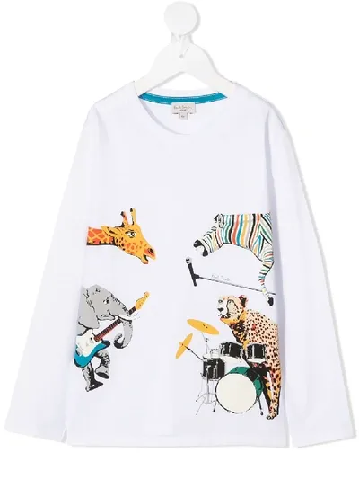 Paul Smith Junior Kids' Animals-print Long-sleeved T-shirt In White