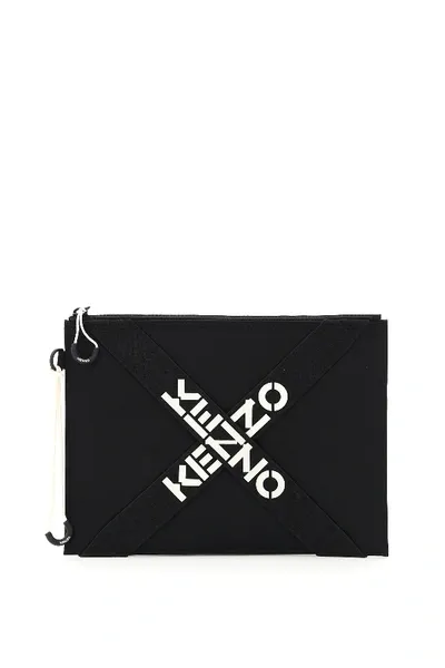 Kenzo Large Pouch Cross Logo In Black