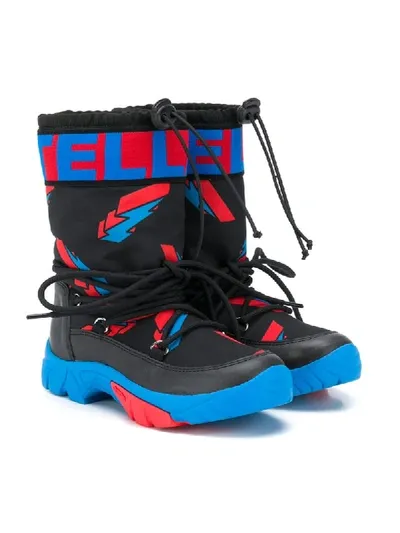 Stella Mccartney Kids' Thunder Print Nylon Ski Boots In Navy