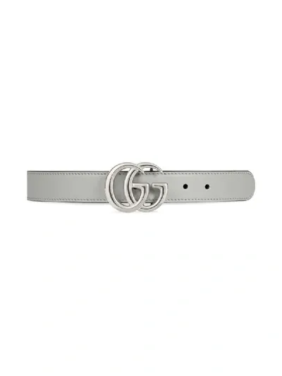 Gucci Kids' Double G Leather Belt In Grey