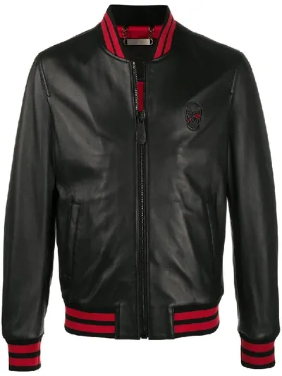 Philipp Plein Skull Detail Bomber Jacket In Black