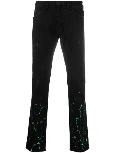 Philipp Plein Urban Graffiti Straight Jeans In Black