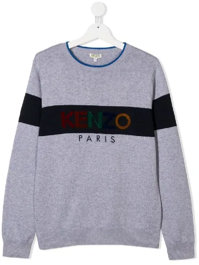 Kenzo Kids' Logo Detail Sweatshirt In Grey