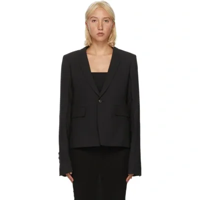 Rick Owens Structured Shoulder Bell Sleeve Blazer In Black