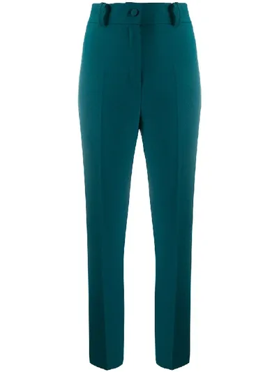 Hebe Studio Slim Tailored Trousers In Green