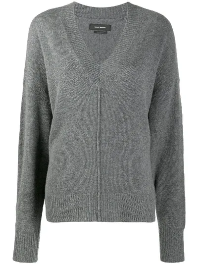 Isabel Marant Cashmere-mix V-neck Knit Jumper In Grey