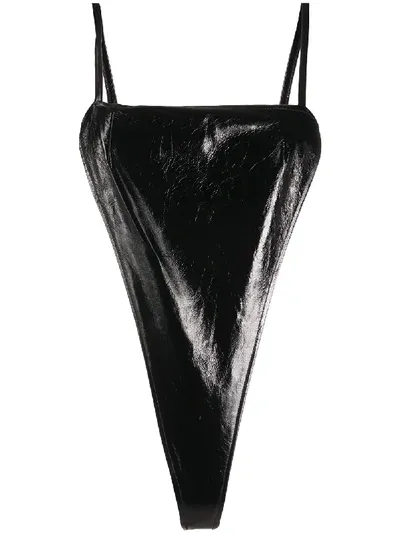 Mowalola High-rise Leather Body In Black