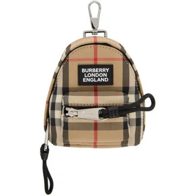 Burberry Beige Vintage Check Backpack Keychain