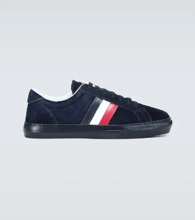 Moncler Navy Suede New Monaco Sneakers In Blue