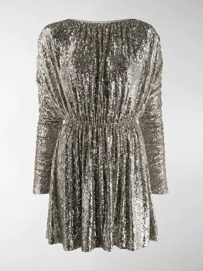 Saint Laurent Champagne Sequin-embellished Dress In Silver