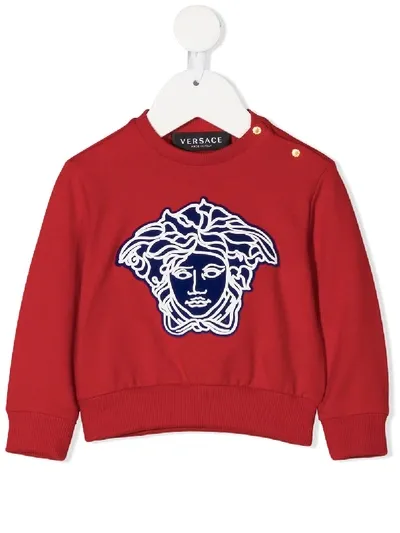 Young Versace Babies' Medusa Head Embellished Sweatshirt In Red