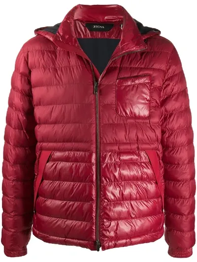 Ermenegildo Zegna Padded Zip-up Jacket In Red