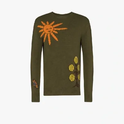 The Elder Statesman Butterfly Universe Cashmere Sweater In Green