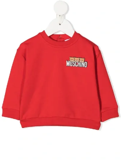 Moschino Babies' Logo-print Crew Neck Sweatshirt In Red