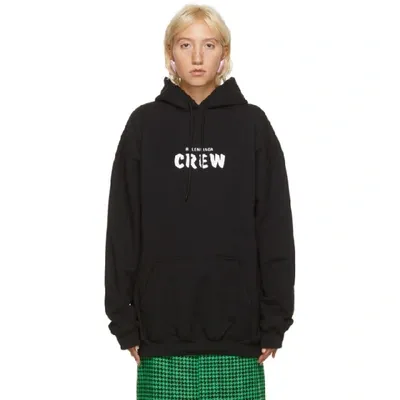 Balenciaga Crew Printed Cotton-fleece Hoodie In Black