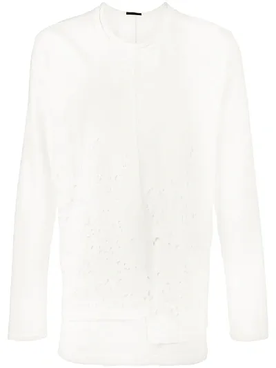 The Viridi-anne Langarmshirt In Distressed-optik In White