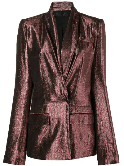 Haider Ackermann Metallic Pinstriped Blazer In Red