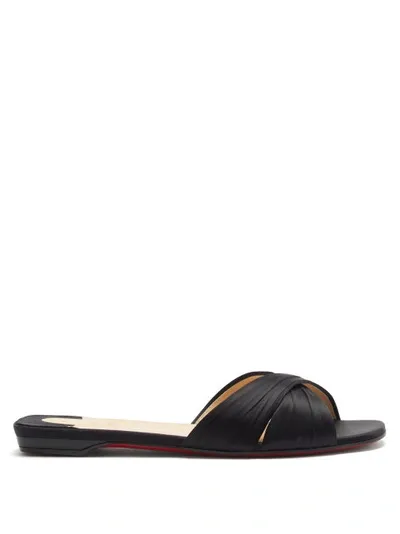 Christian Louboutin Nicol Is Back Satin Crepe Slides In Black