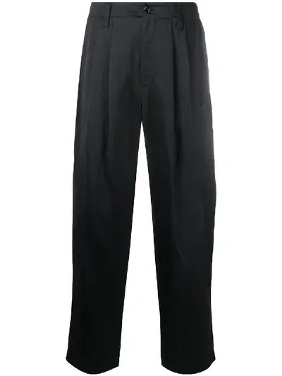 Dolce & Gabbana Satin Straight-leg Trousers In Black