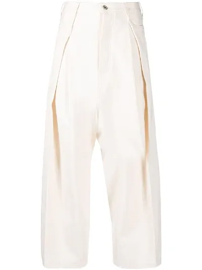 Loewe Cropped Wide-leg Jeans In Neutrals