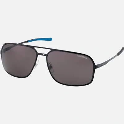 Montblanc Rectangular Black Metal Frame Sunglasses