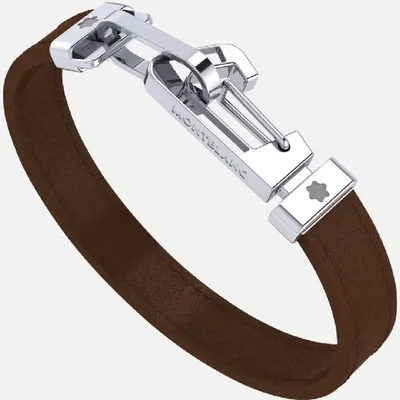 Montblanc Armband Aus Braunem Leder Mit Karabinerverschluss Aus Edelstahl