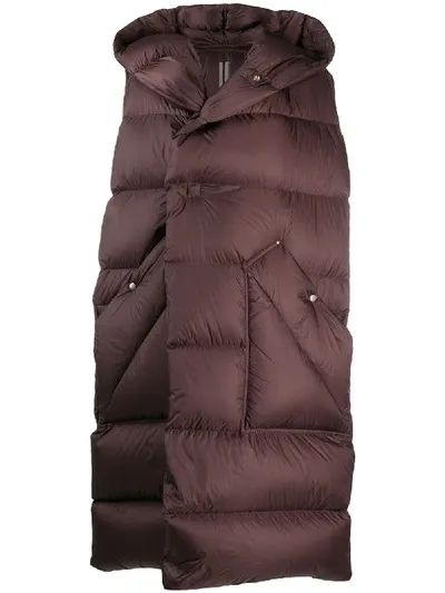 Rick Owens Sleeveless Puffer Jacket In Brown