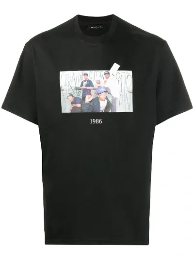 Throwback 1986 Straight Outta Compton Print T-shirt In Black