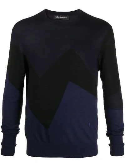 Neil Barrett Intarsia Knit Jumper In Blue