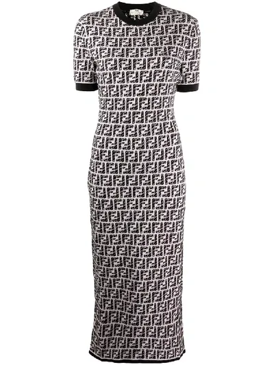 Fendi Strickkleid Mit Ff-muster In Purple