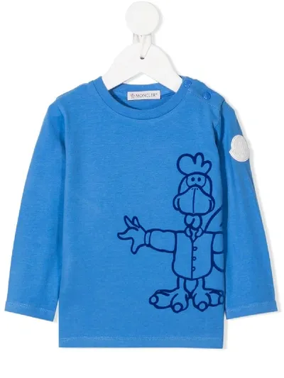 Moncler Babies' Cartoon Print Long-sleeve Top In Blue