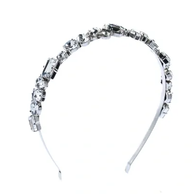 Pre-owned Miu Miu Silver Tone Crystal Embellished Head Band