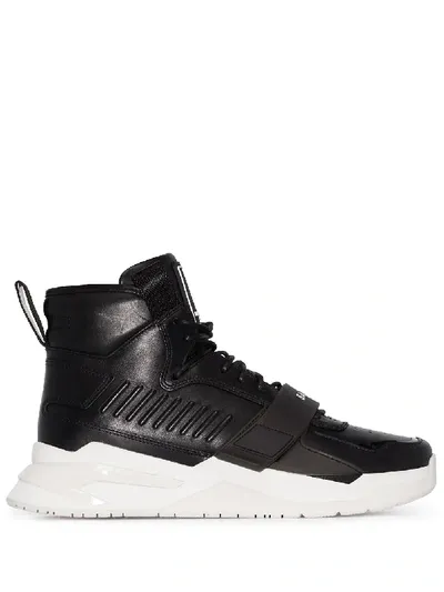 Balmain Multi-panel High-top Sneakers In Black